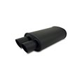 thumbnail image 4 of Vibrant Power 15" Long 2.5" Inlet 3" Outlet Flat Black Oval Muffler w/ Dual Tips, 4 of 5