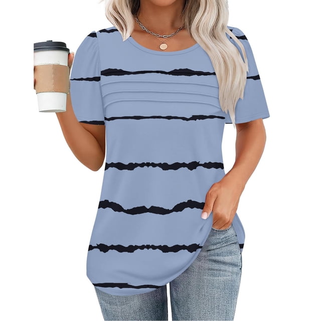 TNDBKQWR T-Shirts à Manches Courtes Pas Chers pour Femmes T-Shirt à Manches Courtes Femme T-Shirts à Col Rond T-Shirts Mignons pour Femmes, Multicolore-10, m