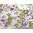 thumbnail image 2 of Soimoi Green Viscose Chiffon Fabric Floral,Insect & Parrot Bird Decor Fabric Printed BTY 42 Inch Wide, 2 of 3