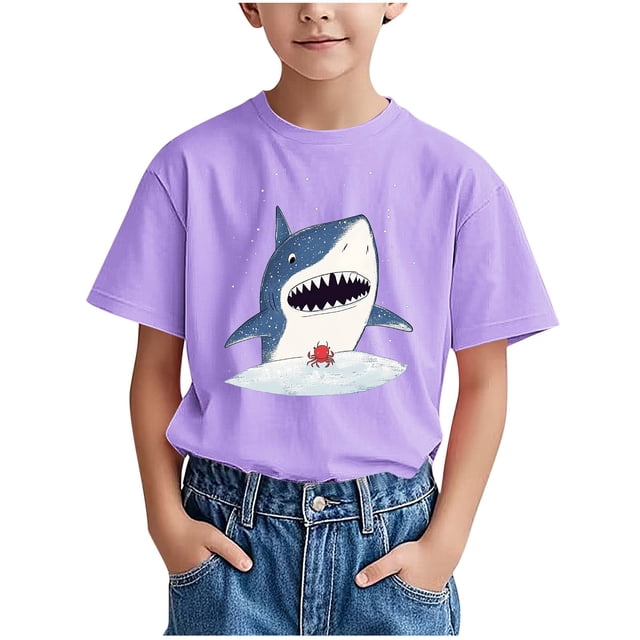 WRKEKC T-Shirts d'Été pour Garçons, T-Shirts Décontractés pour Garçons, T-Shirts Polyvalents Décontractés à Manches Courtes pour Enfants avec Motif Imprimé et Col Rond