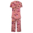 thumbnail image 4 of Pisexur Pajamas pour Femmes Ensemble, Femmes Pajamas, Chemisier Décontracté à Boutons Col Rond Manches Courtes Mode Poches Pantalon Pajamas Costume Rose, 4 of 5