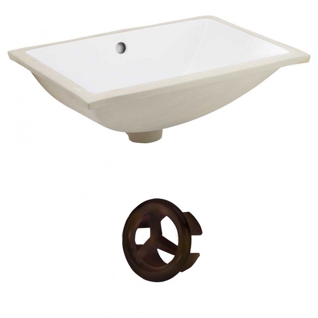 18.25-in. W CUPC Rectangle Bathroom Undermount Sink Set In White - Oil Rubbed Bronze Hardware AI-20468