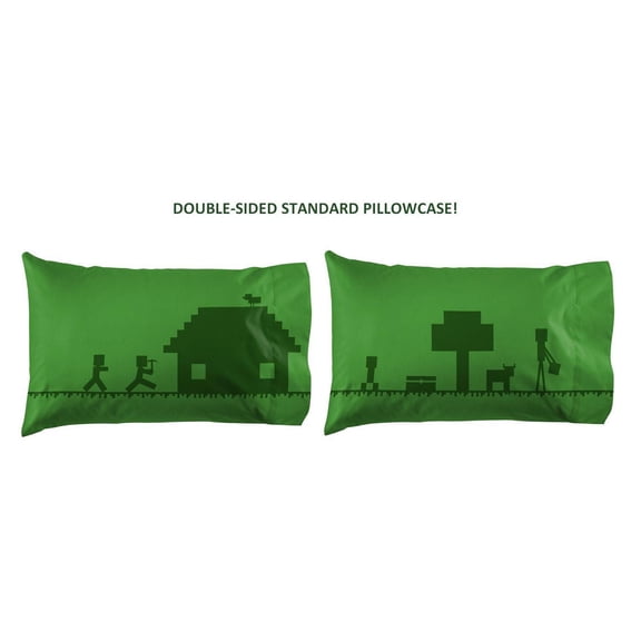 Minecraft Standard Pillowcase, 100% Polyester, Green