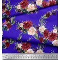 thumbnail image 3 of Soimoi Blue Rayon Fabric Ranunculus & Penoy Floral Print Print Fabric By the Yard 58 Inch Wide, 3 of 3