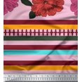 thumbnail image 3 of oneOone Viscose Jersey Fabric Stripe & Floral Panel Printed Craft Fabric BTY 60 Inch Wide, 3 of 3