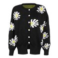 thumbnail image 5 of Cardigan Sweaters for Women Open Front Blouses Cute Crew Neck Sweater Daisy Long Sleeve Tops Button Down Cardigans, 5 of 5
