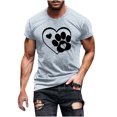 thumbnail image 1 of FAIWAD Men Summer Tops Short Sleeve Round Neck Printed T-Shirts Slim Stretch Workout Tops, 1 of 5