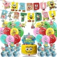 thumbnail image 1 of Spongebob Birthday Party Supplies, Boys And Girls Party Decorations, Including Flag-pulling Balloons-week, 1 of 2