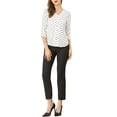 thumbnail image 2 of INSPIRE CHIC Blouse de Rentrée pour Femme Col en V Manches 3/4 Pois Imprimé Cœur Haut à Boutons devant Blanc P, 2 of 7