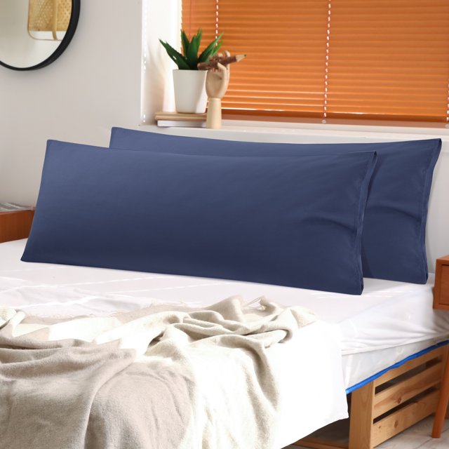 PiccoCasa 2 Pcs Body Pillowcases Microfiber Envelope Long Pillowcover, King Navy