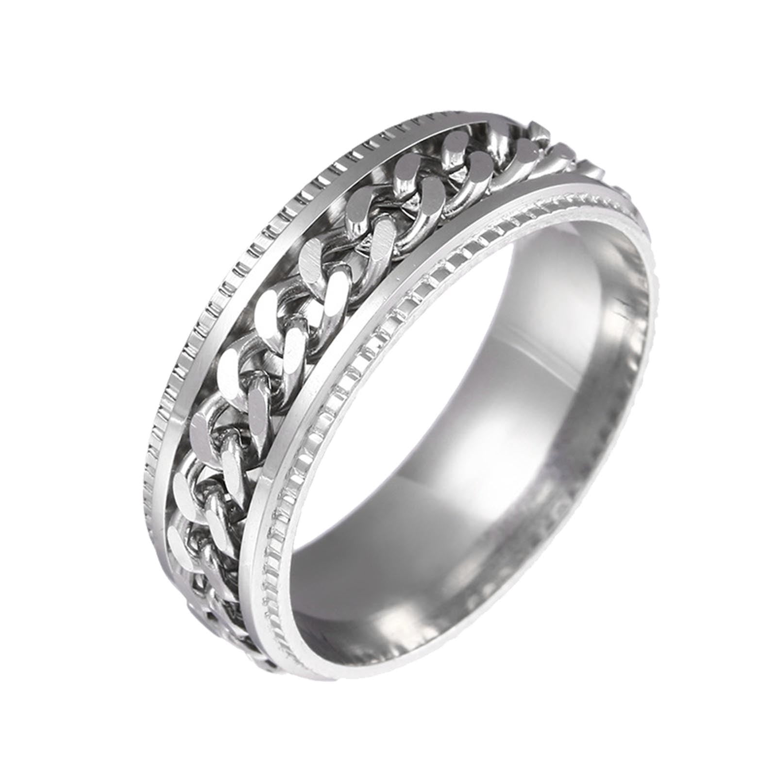 EGNMCR Rings Fashion Stainless Steel Sand Blast Outer Spins Wonderful Gift a ring