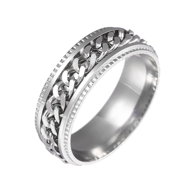 TopLLC Rings Fashion Stainless Steel Sand Blast Outer Spins Wonderful Gift a ring
