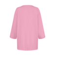 thumbnail image 4 of DENGDENG Women Tops 3/4 Sleeve Tops Cotton Elbow Summer Basic Tees Casual Button Down Round Neck Shirts Work Three Quarter Length Tunic Tops Spring Plus Size Blouses Pink XXL, 4 of 6