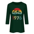 thumbnail image 2 of Uootdi Hauts pour Femmes Manches 3/4 Col Ras du Cou Imprimé Palmier Coucher de Soleil 1976 Coupe Décontractée T-Shirts Rétro Plage Vacances Cadeau, 2 of 4