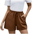 thumbnail image 1 of Timegard Cotton Linen Shorts for Women Elastic Waisted Drawstring Wide Leg Lounge Shorts with Pocket, 1 of 7