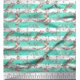 thumbnail image 1 of Soimoi Green Poly Georgette Fabric Star & Swirls Stripe Decor Fabric Printed Yard 52 Inch Wide, 1 of 4
