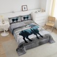 thumbnail image 4 of Hunting Goat Full Size Comforter Set, Wildlife Rustic Animals Soft Bed Set For Sofa, Safari Wooden Plank Breathable Down Comforter For Kids Teens, Trees Blue Mountains Cozy Duvet Insert, 4 of 7