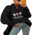 thumbnail image 2 of Women‘s Christmas Loose Pullover  Long Sleeve Quarter Zip Sweatshirt, 2 of 9