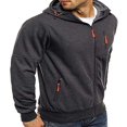 thumbnail image 3 of Men Hooded Jacket Adults Solid Color Long Sleeve Sweatshirt with Zipper Pocket, 3 of 6