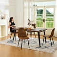 thumbnail image 2 of Homy Casa 63 inch Modern Dining Set, Dining Table with 4 Chairs, Beige Fabric, 2 of 10