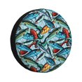 thumbnail image 1 of Wukai Colorful Fishing Baits Print Spare Tire Cover for RV Trailer,Waterproof PVC Faux Leather Wheel Cover Fit for Truck,Trailer,RV,SUV,Camper-14 inch, 1 of 6
