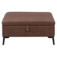 thumbnail image 1 of CorLiving Linden Brown Upholstered Square Storage Ottoman with Metal Legs, 1 of 9
