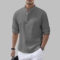 thumbnail image 4 of PMUYBHF T-Shirts Graphiques pour Hommes Mode Décontractée Printemps et Automne Couleur Unie Col à Boutons Manches Longues, 4 of 6