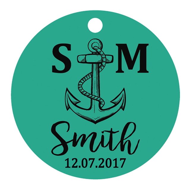 100 Pcs Initiale Personnalisée avec Ancre Cadeau de Faveur de Mariage Papier Tags Fait sur Mesure Rond Hang Tags