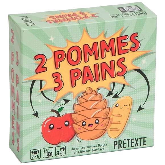 2 Pommes 3 Pains, French game - Ideal Board Game for Family Fun or Parties with Friends - For 2 to 6 Players - Party Game - Ages 8 and up - French, By Asmodee/Prétexte