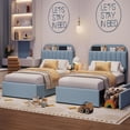 thumbnail image 2 of BeesClover Twin Upholstered Platform Bed with 2 Storage Drawers, Bookcase-Style Headboard, Quiet Operation, Tool-Free Setup, 2 of 8