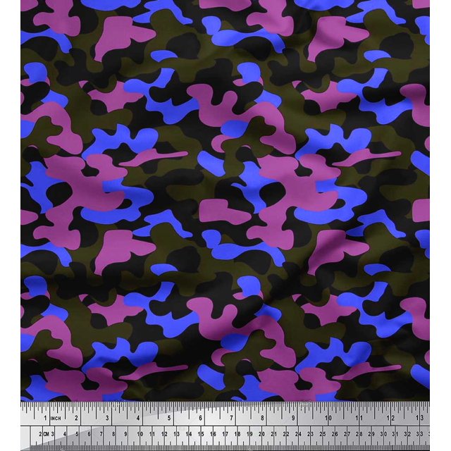 Soimoi polyester Crepe Fabric Two Tone Camouflage Fabric Prints By Yard 42 Inch Wide