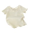 thumbnail image 1 of Birdeem 1-8 Years Girls Back Short-Sleeved T-Shirt Summer Childrens Solid Color All-Matching Casual Top, 1 of 12