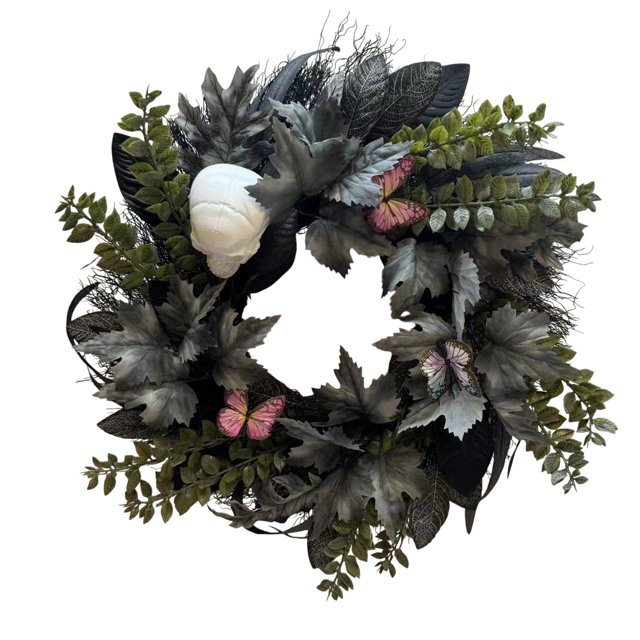 Skull w/ Butterfly Wreath - 22 inches