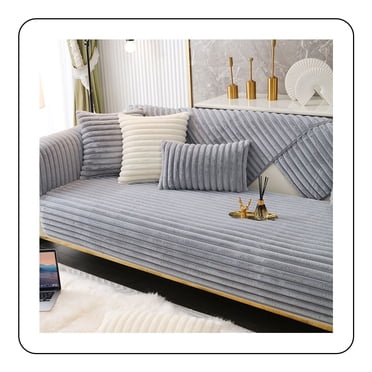 Velvet Fabric Sofa Cover, Furniture Protector with Non-Slip Design for Corner Sofas, Pet-Friendly Comprehensive Protection, Easy Installation and Machine Washable Sofa Slipcover