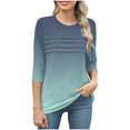 thumbnail image 4 of Olyvenn T-Shirts pour Femmes à Manches 3/4 Été 2025, Imprimé Dégradé, Col Rond, Décontracté, Basique, Coupe Tunique, Blouse, Vert Armée, TG, 4 of 6