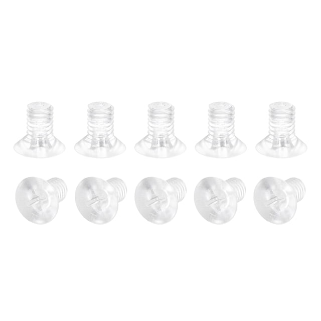 Unique Bargains M6x10mm Plastic Phillips Machine Screws, PC Flat Head Machine Bolts 25 Pack
