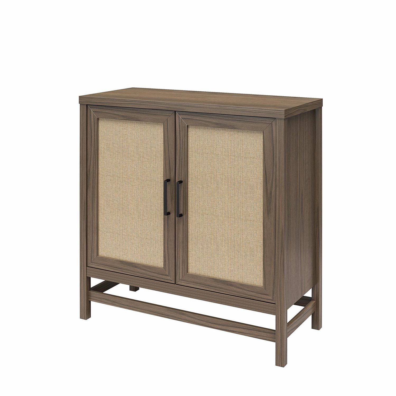 Meuble de rangement à 2 portes Lennon d’Ameriwood Home, brun moyen et faux rotin
