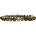 thumbnail image 1 of Bracelet Extensible Unisexe en Perles Rondes de 8 mm avec Pierre Précieuse Jaspe Rhyolite Naturelle 7 Pouces, 1 of 5