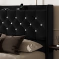 thumbnail image 4 of GUNAITO Cadre de Lit Grand Format avec 4 Tiroirs de Rangement, Lit Rembourré en Velours avec DEL et Ports USB, Tête de Lit Moderne à Ailes avec Tablette de Rangement de Chevet, Noir, 4 of 10