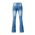 thumbnail image 3 of Jeans à Braguette Boutonnée pour Femmes Flare Jeans pour Femmes Jeans Coupe Bottillon à Pattes d'Éléphant Taille Haute Extensibles Coupe Ajustée Jeans à Pattes d'Éléphant S-20 Bleu Pâle TTG, 3 of 7