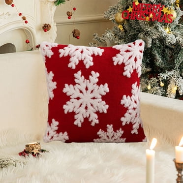 Wzzjkit Christmas Pillow Cover Snowflake Velvet Christmas Tree Cushion Cozy Pillowcase for Home Living Room Couch Bedroom Bed Sofa Christmas Pillow Covers 18x18