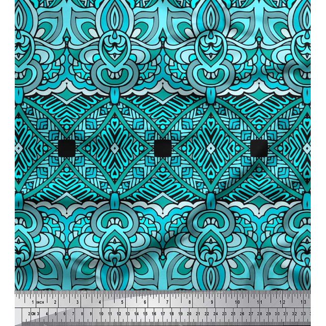 Soimoi Rayon Fabric Geometric & Paisley Decorative Print Fabric by Yard 56 Inch Wide
