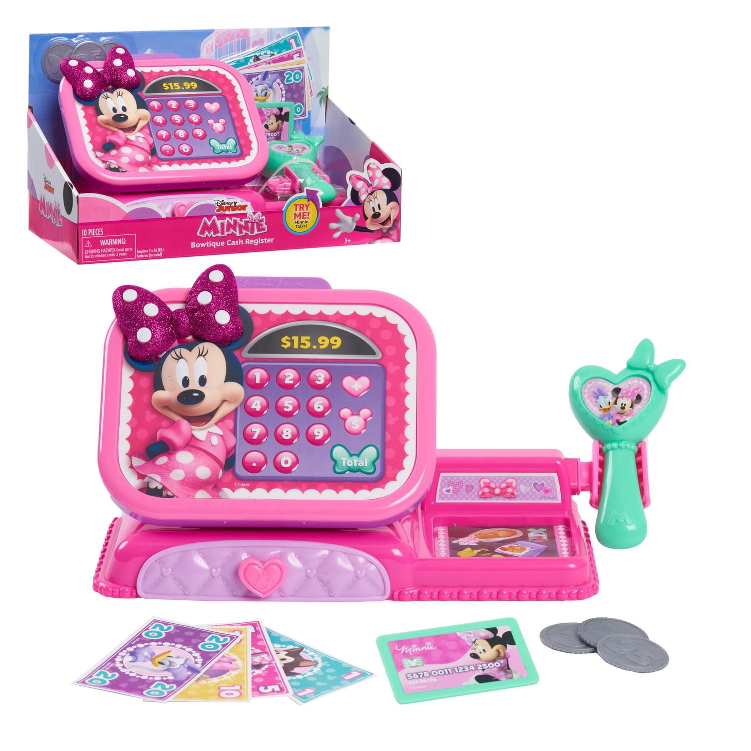 Caisse enregistreuse Minnie Mouse de Disney Junior avec fonctions sonores, jeux d’imitation et déguisements, jouets pour enfants de 3 ans et plus par Just Play