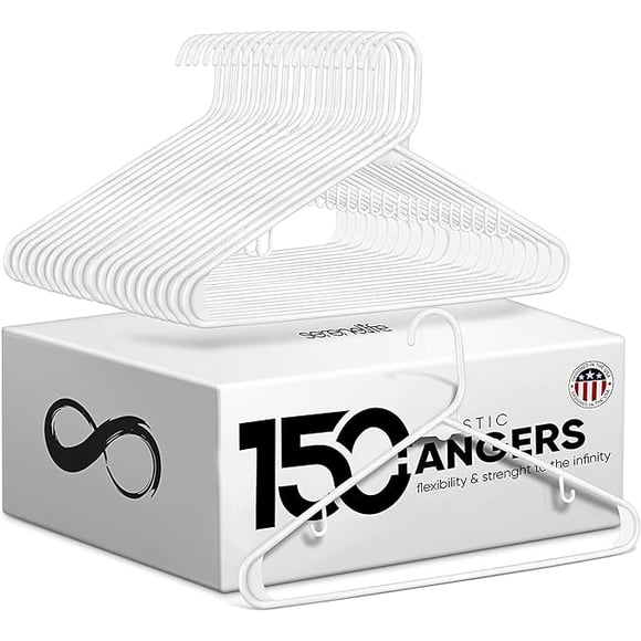 SereneLife, Heavy Duty Plastic Hangers, Slim Neat Space Saving Hangers, Great for Closet Organization, Hangers for Coats, Shirt/Sweater/Pants Hanger, Large Pack 150pcs