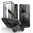 thumbnail image 1 of Dexnor for Samsung Galaxy S24 Case with Built-in Slide Camera Cover & Screen Protector & Kickstand, Heavy-Duty Shockproof Rugged Case Full-Body Bumper Protective Cover for Galaxy S24 2024, Black, 1 of 7