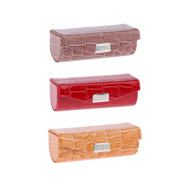 lionlar Boîte de Rangement pour Rouge à Lèvres en Cuir avec Miroir pour Sac à Main + Boîte de Rangement pour Rouge à Lèvres en Cuir avec Miroir pour Sac à Main + Rouge à Lèvres en Cuir, Orange et Rouge Orange et Rouge et Marron