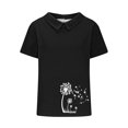 thumbnail image 4 of Jsaierl Chemises en Lin d'Été pour Femmes Imprimé Pissenlit Col à Revers Manches Courtes Blouses Simples Décontractées Polyvalentes, 4 of 4