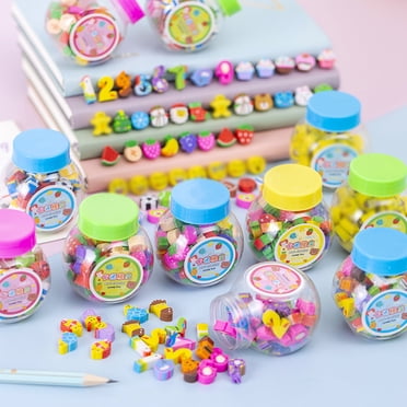 50Pcs Cartoon Erasers Exquisite Shape Vivid Color TPR Fruit Animal Style Pencil Erasers Stationery Gift School Supplies