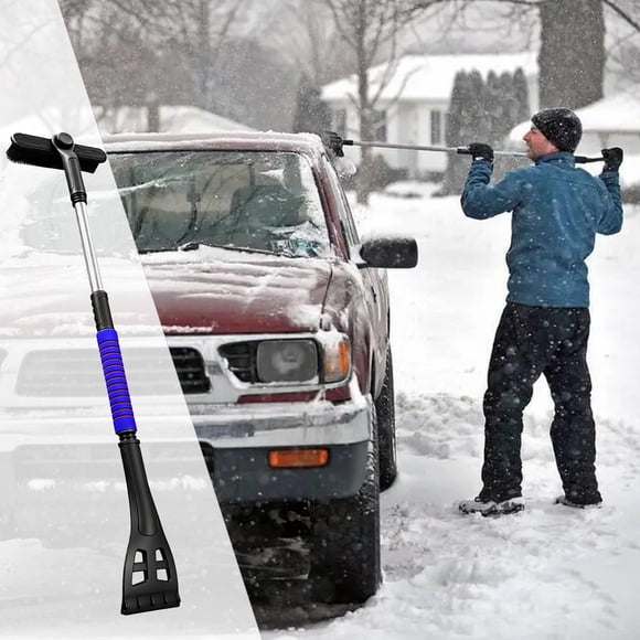 Fridja Économies d'Été Pelle à Neige 3-en-1 Grattoir à Glace pour Pare-Brise de Voiture avec Brosse à Neige Brosse de Déneigement pour Fenêtre Outil de Déneigement Rétractable Couramment Utilisé en Hiver