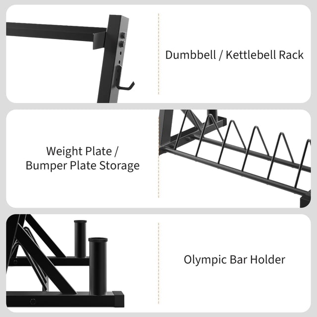 AKDSteel 3-Tier Barbell Storage Rack, Adjustable Height Dumbbell And Kettlebell Organizer, 1000 Lbs Capacity, q235 Carbon Steel, And Easy Assembly For Home Gym
